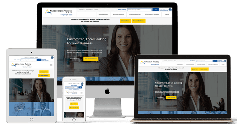 Multiple devices including a desktop monitor, a tablet, and a smartphone displaying a consistent website design.